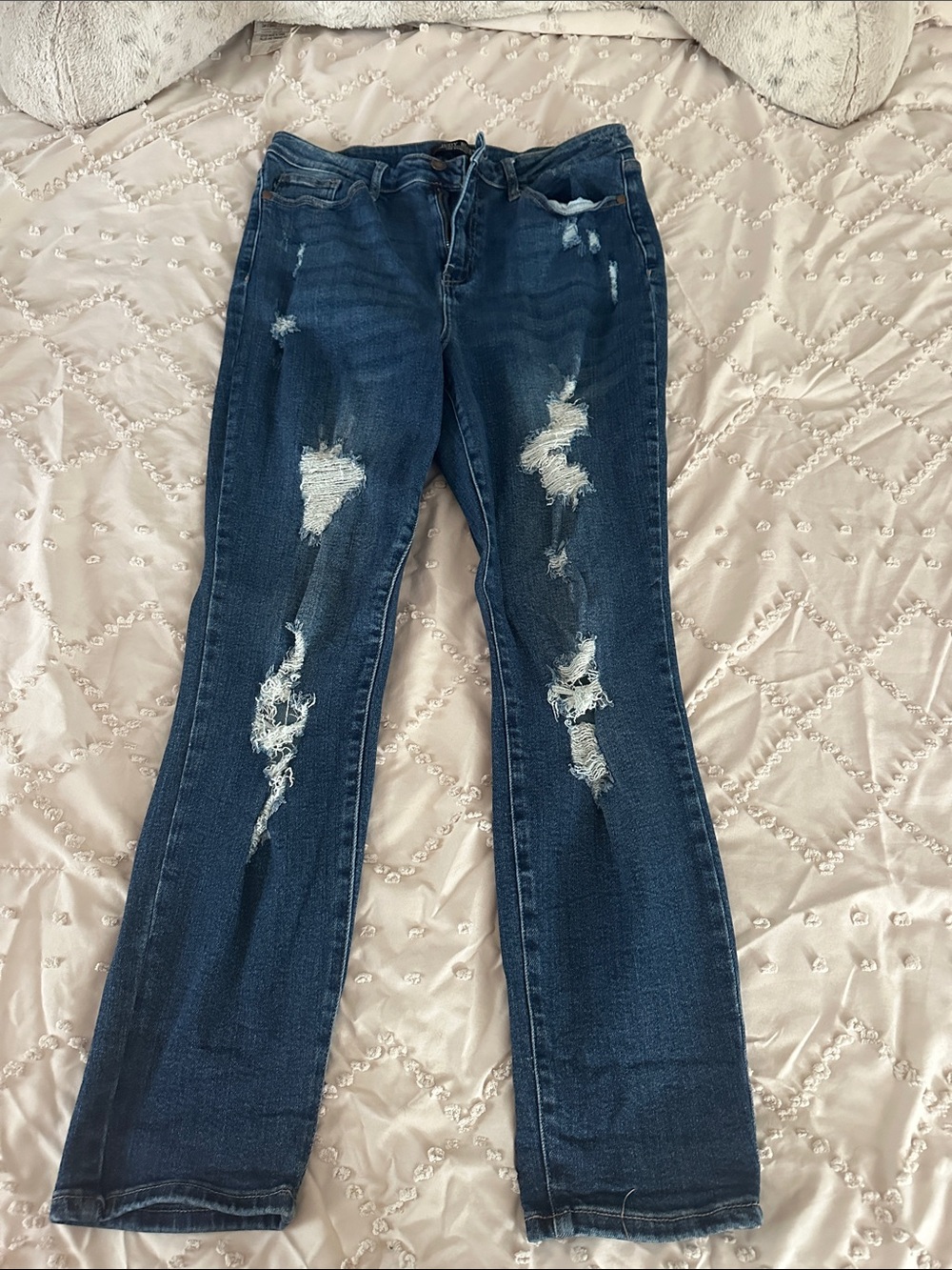 Judy Blue Dark Blue Distressed Flare Jeans